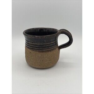 VTG Studio Pottery Mug Brown Glazed Stoneware Hand Thrown  With Makers Mark